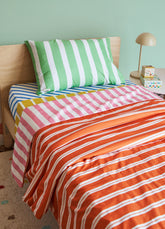 Kit Cama Completo Solteiro - Listrado Carmin